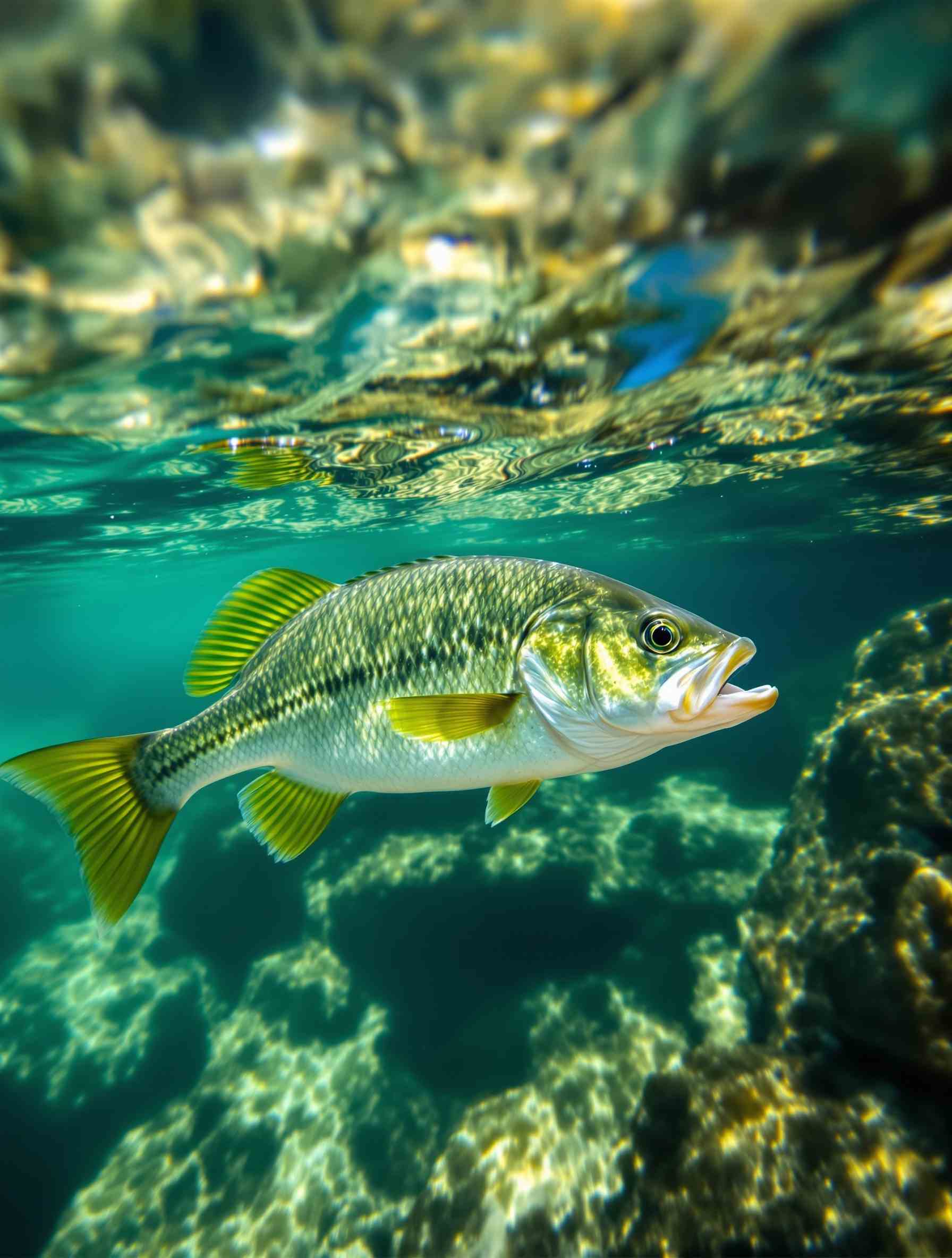Bass underwater