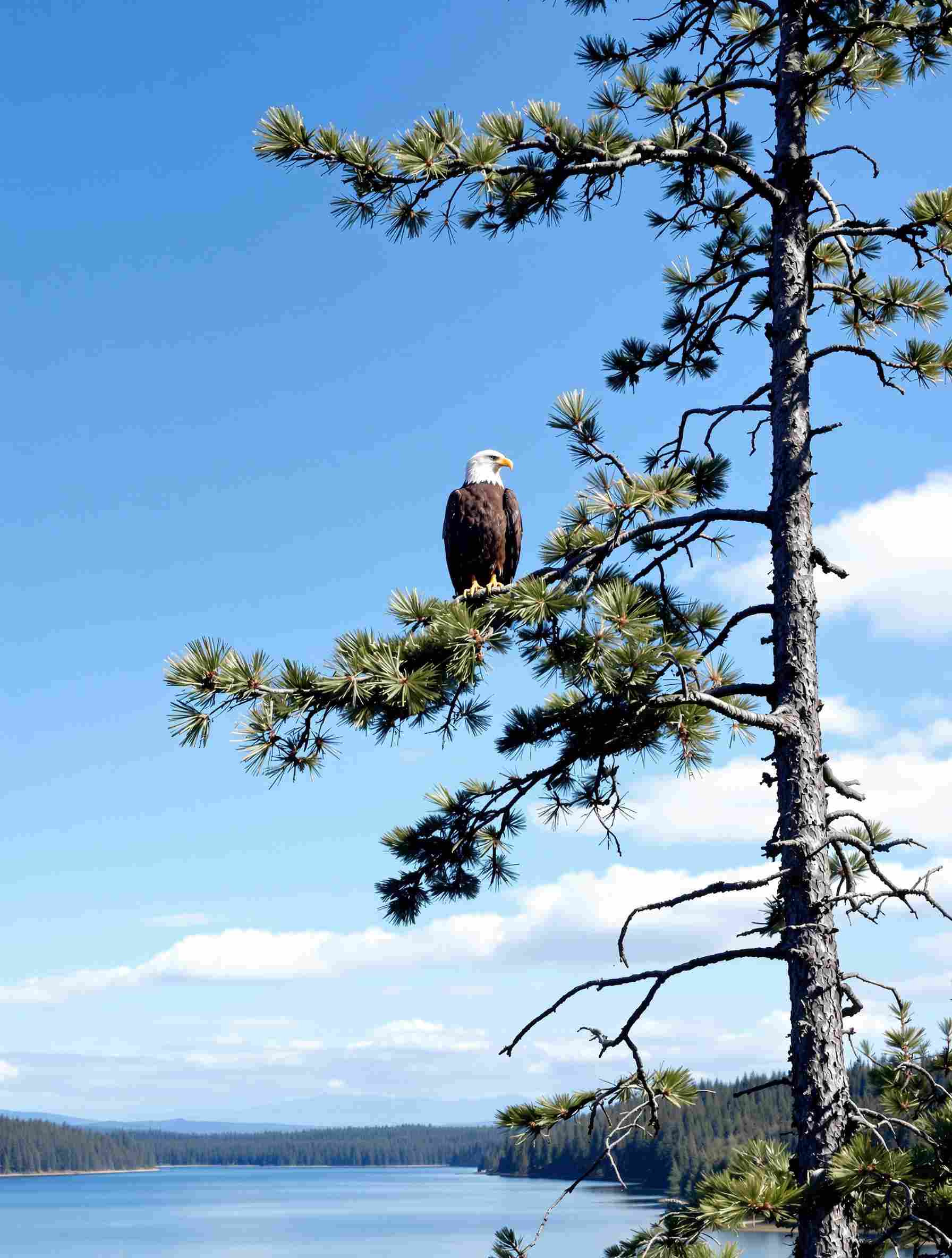 Bald eagle on pine