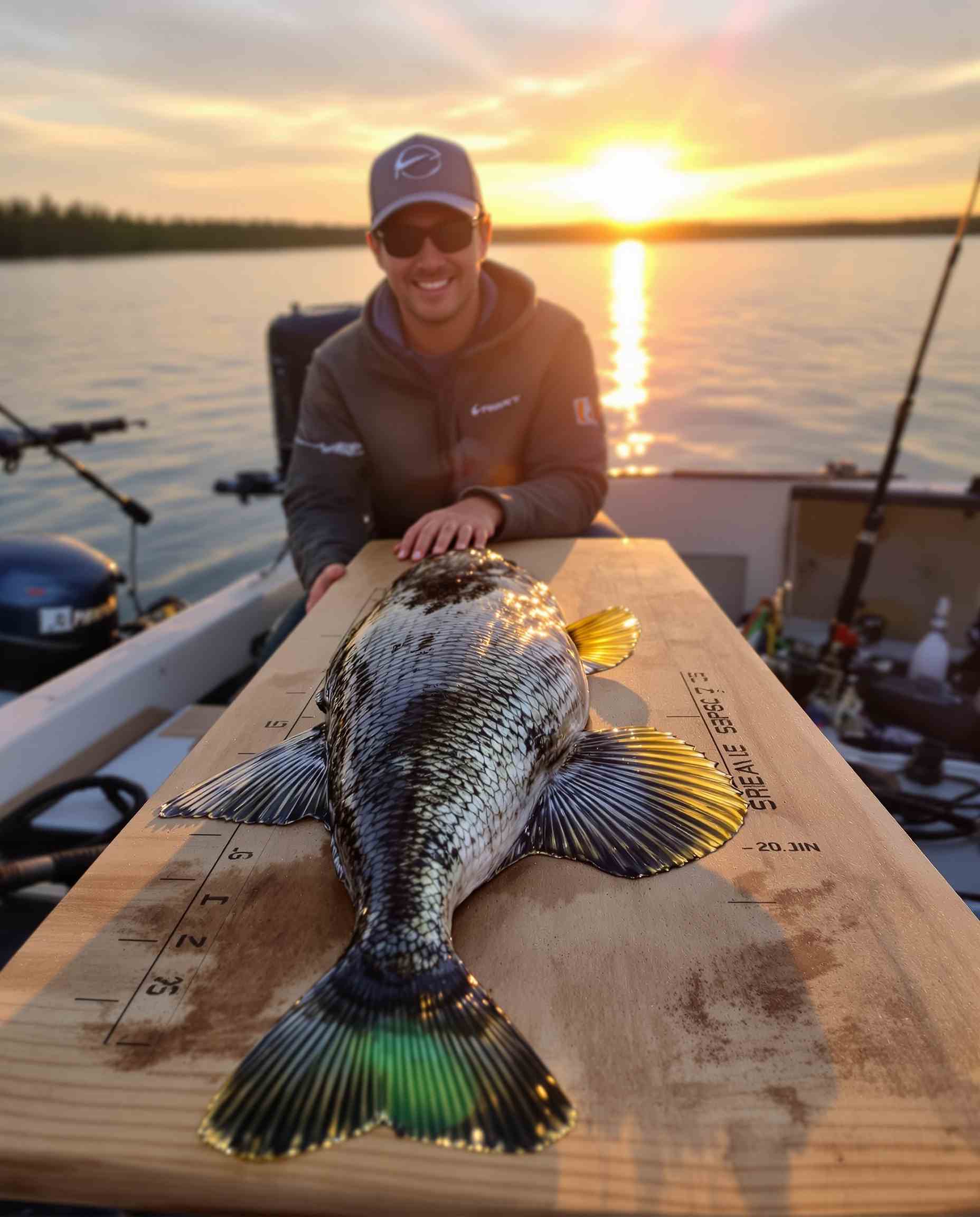 Trophy walleye at sunset